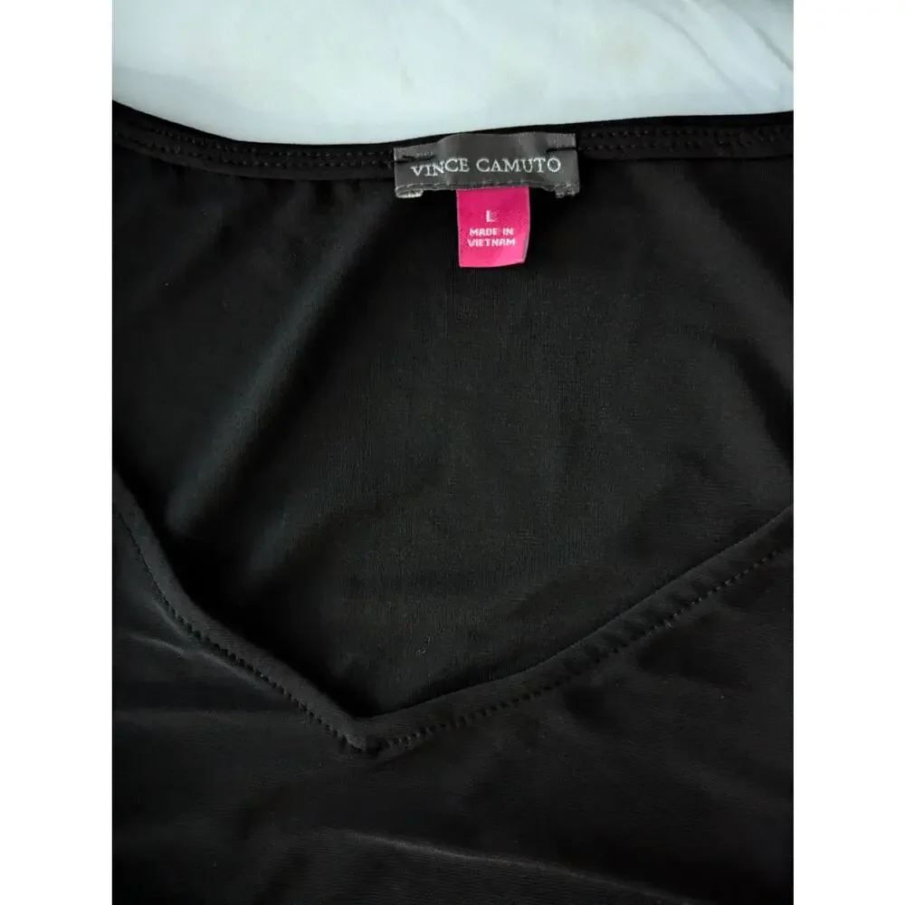 Vince Camuto Black Top with Strappy Flare Sleeves - Picture 11 of 13